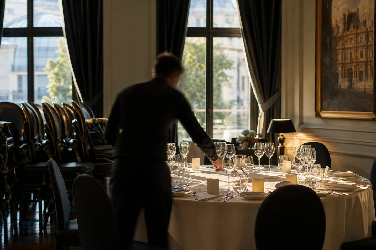 Plan de salle et disposition des tables rondes avant une réception